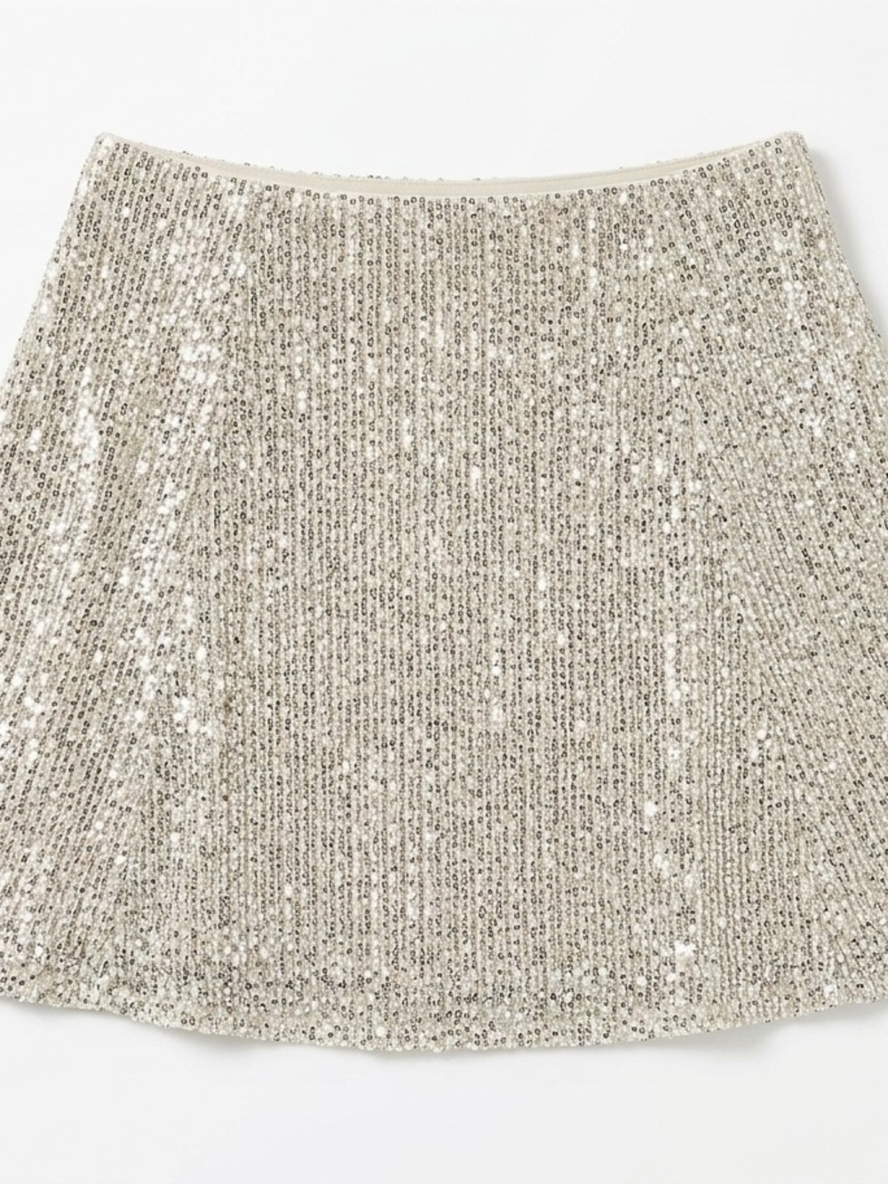 LOFT Sparkling Sequin Pleated Mini Skirt in Silver